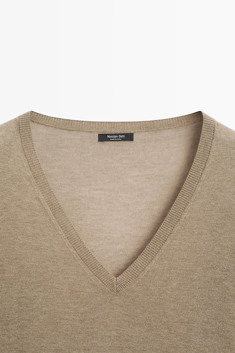 Silk and wool blend knit sweater