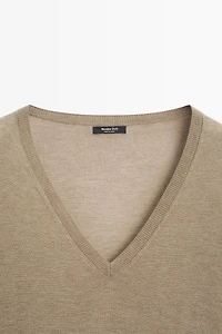 Silk and wool blend knit sweater