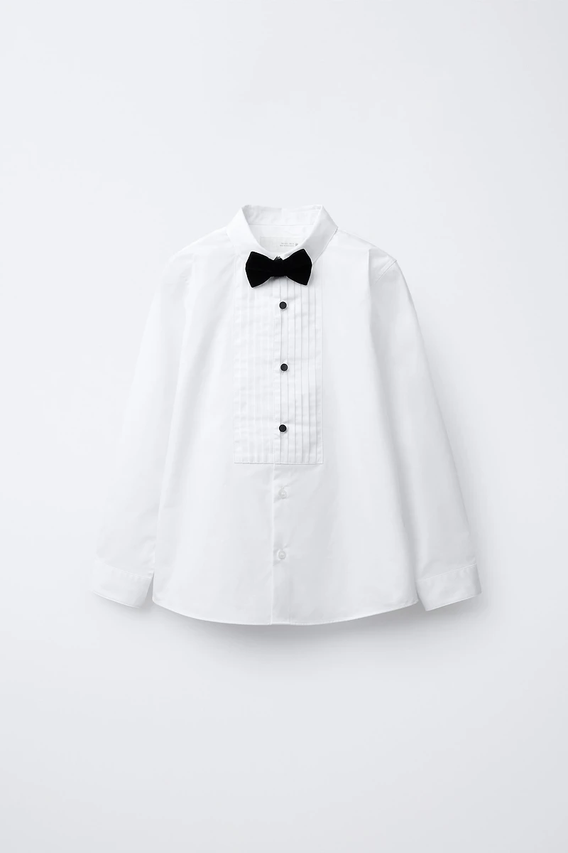 DETACHABLE VELVET BOW TIE SHIRT