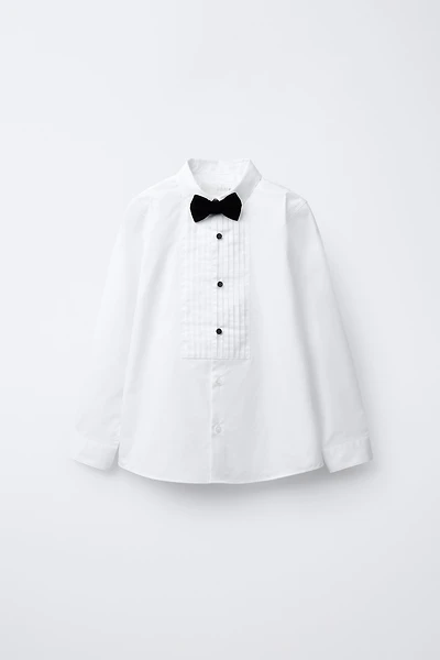 DETACHABLE VELVET BOW TIE SHIRT