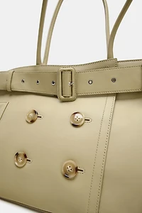 LEATHER CITY BAG WITH BELT DETAIL