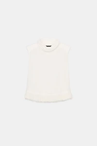 SHOULDER PAD FRINGED TOP