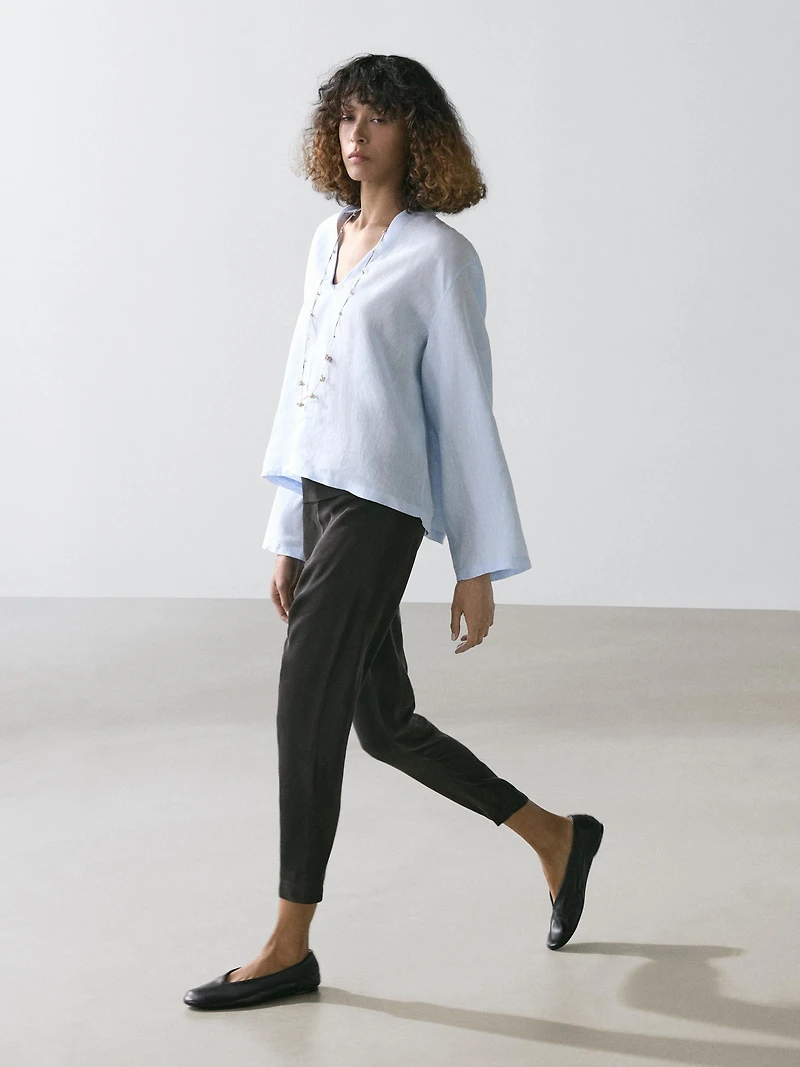100% linen long sleeve shirt