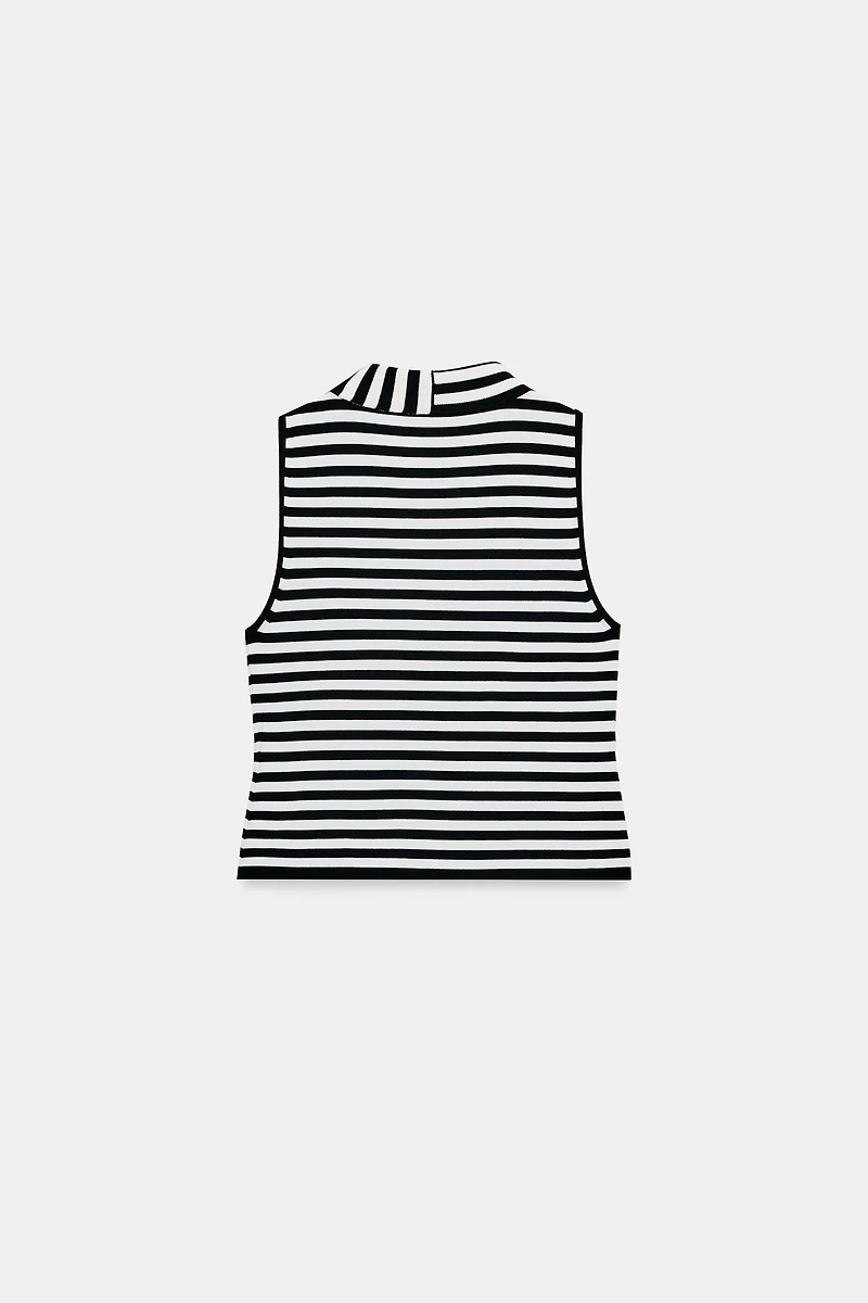 TOP EN MAILLE À RAYURES AVEC NŒUD