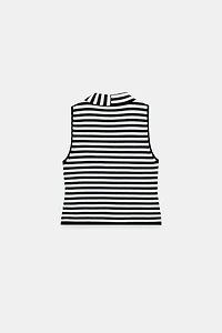 TOP EN MAILLE À RAYURES AVEC NŒUD