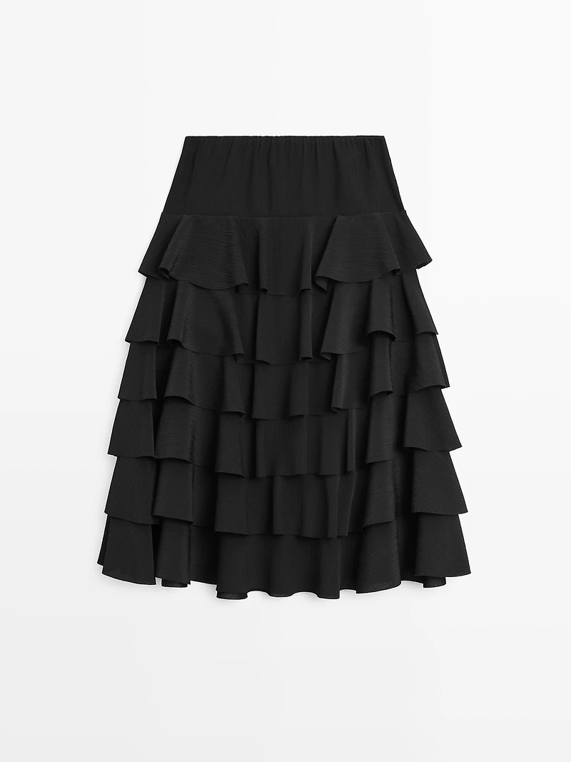 Ruffled midi skirt