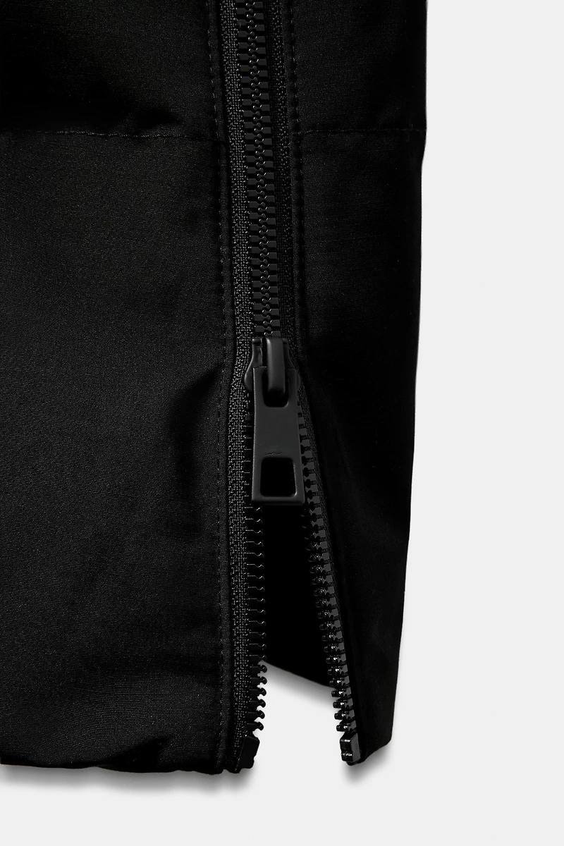 LONG WATER REPELLENT WINDPROOF HOODED DOWN COAT