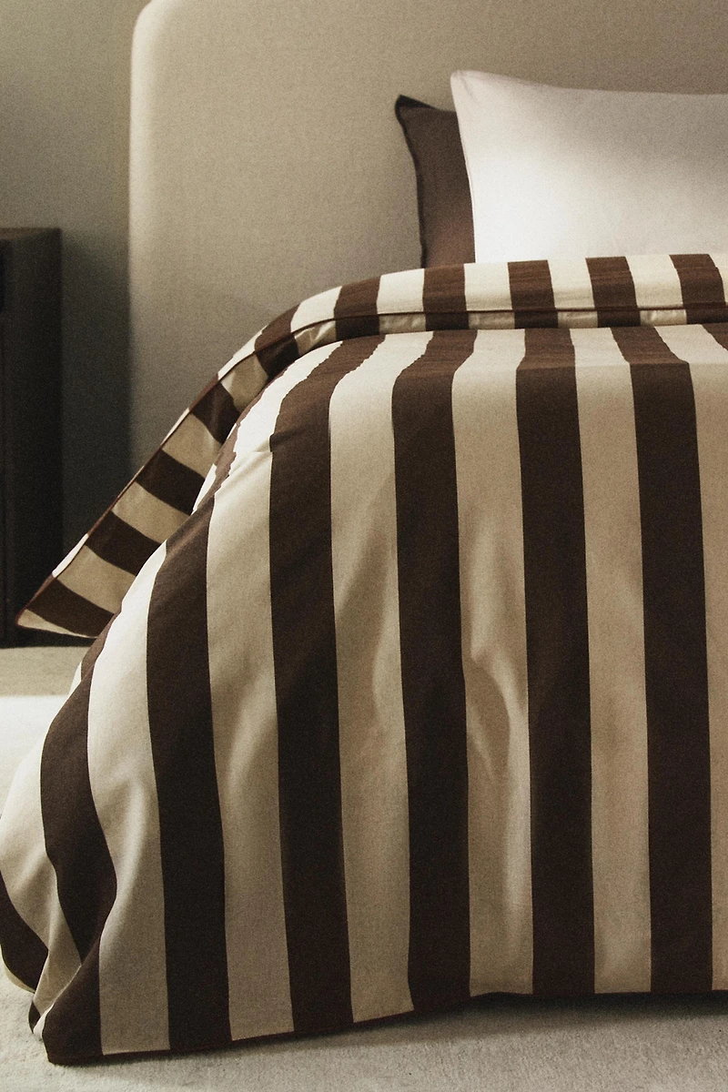 FADED STRIPED COTTON DUVET COVER