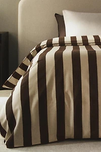 FADED STRIPED COTTON DUVET COVER