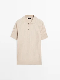Ribbed knit polo shirt