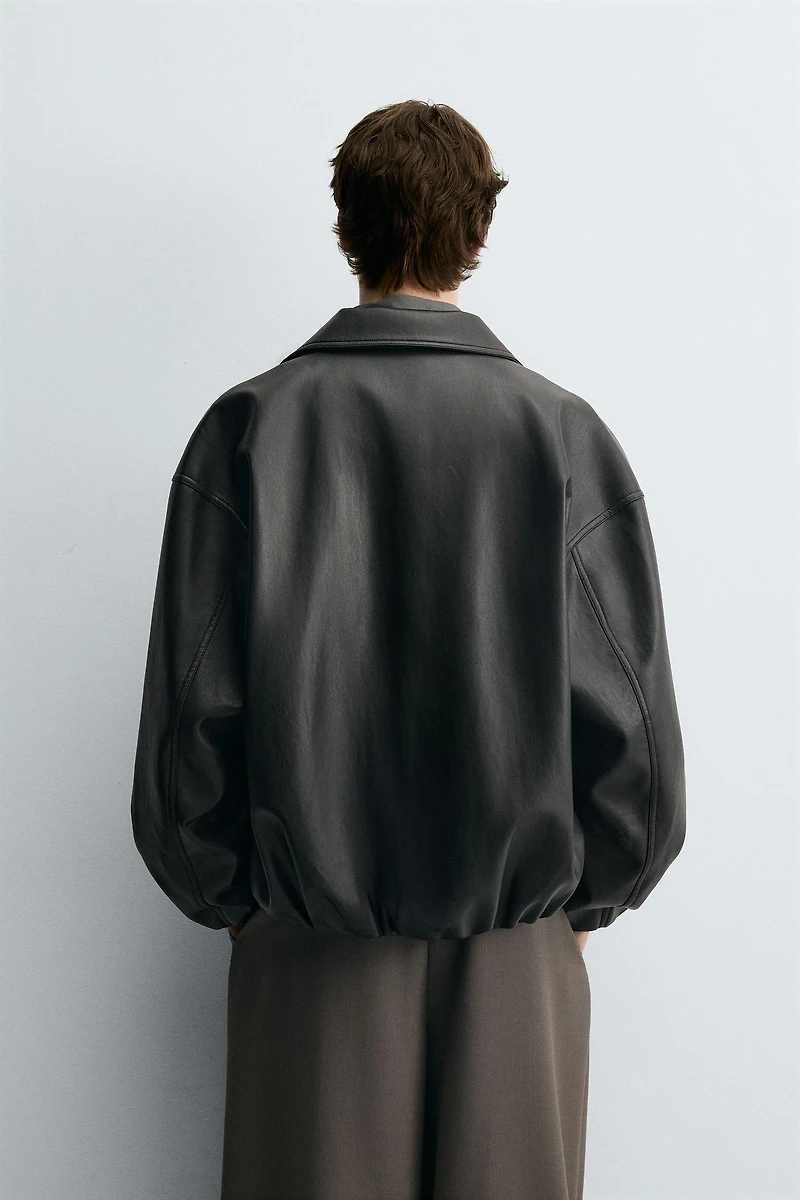 FAUX LEATHER BOMBER JACKET