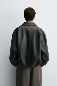 FAUX LEATHER BOMBER JACKET