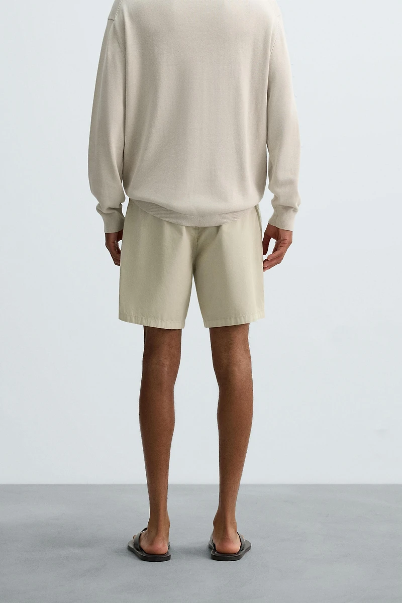 WASHED COTTON BERMUDA SHORTS