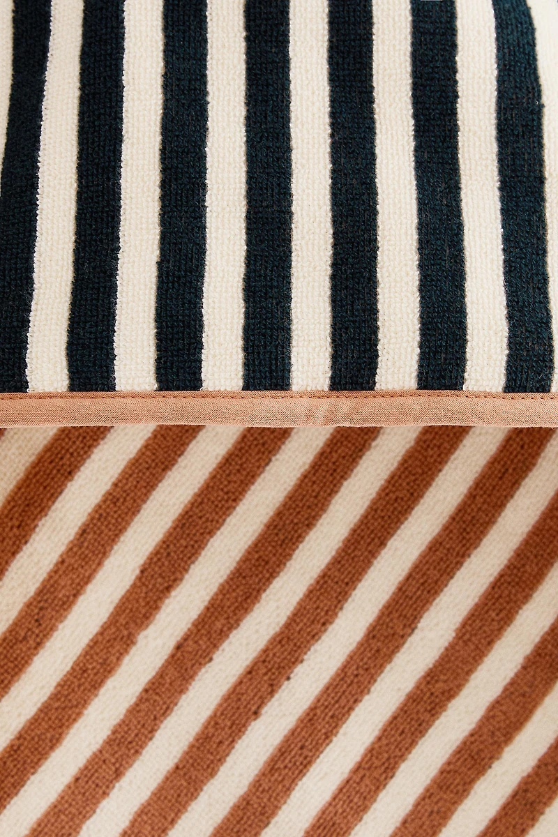 SERVIETTE DE BAIN CAPUCHE BÉBÉ RÉVERSIBLE RAYURES