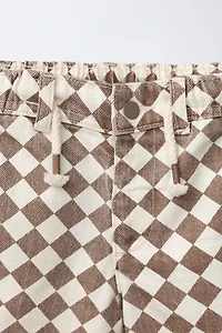 CHECKERED TWILL SHORTS