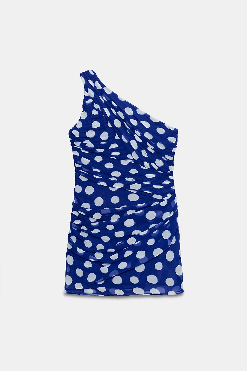 ROBE COURTE DRAPÉE À POIS