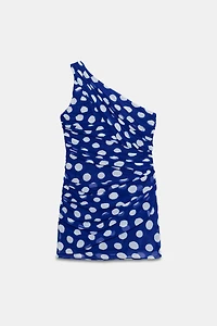 ROBE COURTE DRAPÉE À POIS