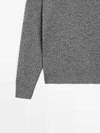 Wool blend crew neck knit sweater