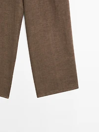 100% linen wide-leg trousers