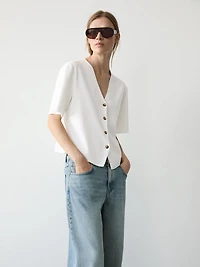 Short sleeve cardigan with button details