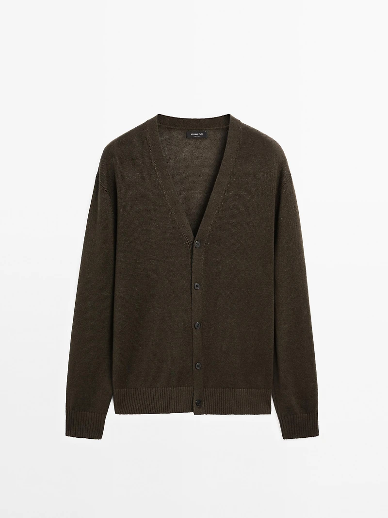 Knit linen blend cardigan