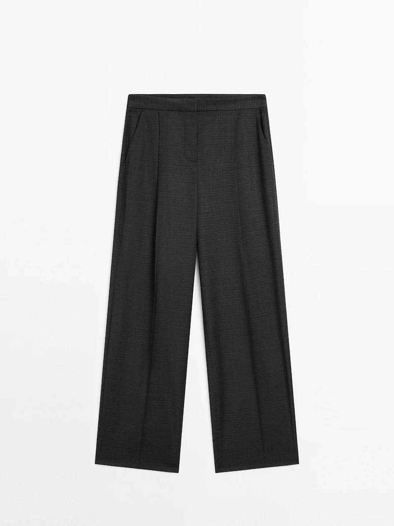Wool blend darted trousers