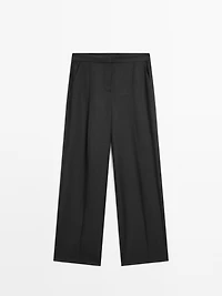 Wool blend darted trousers