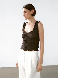 Creased-effect cotton top