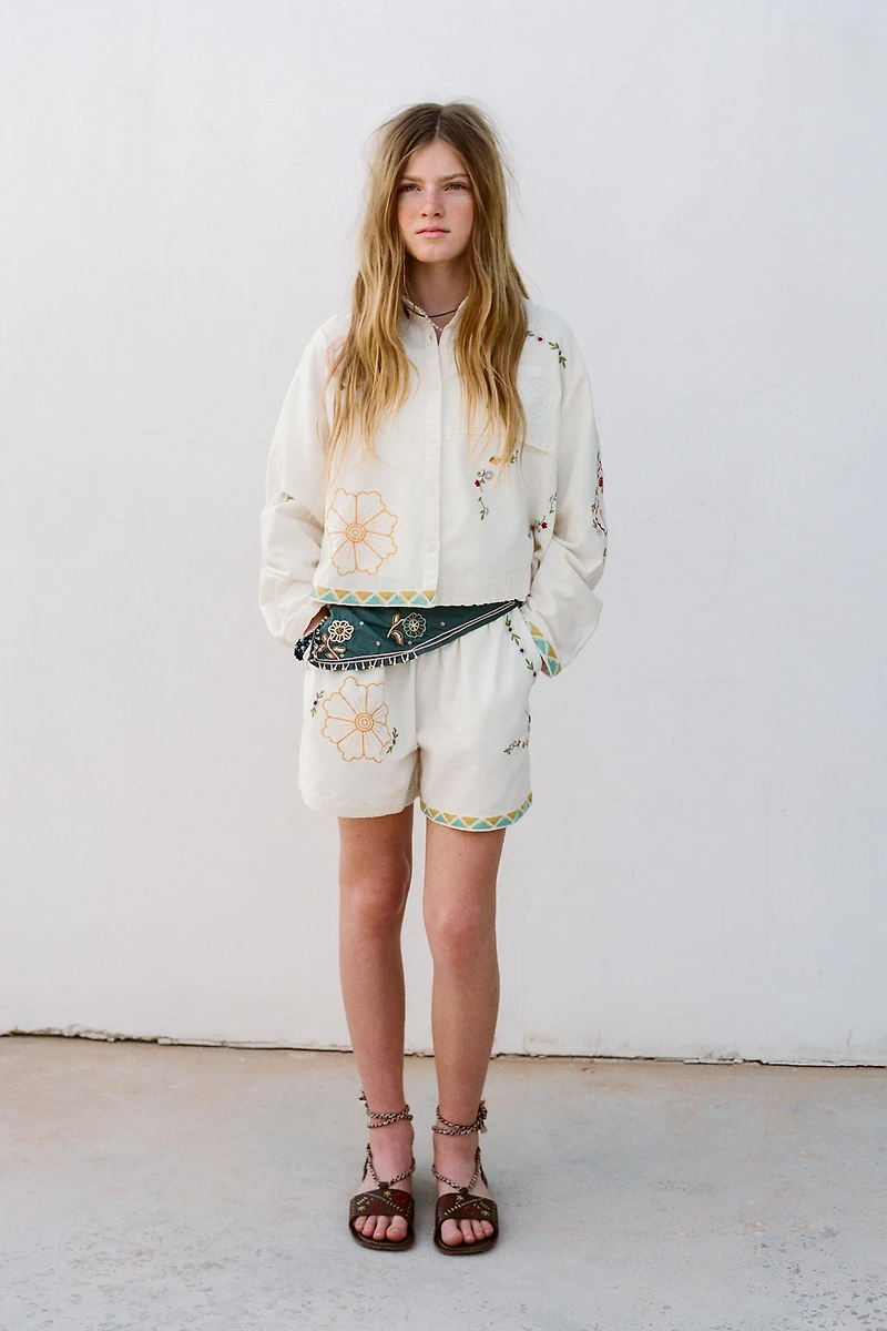 CHEMISE BRODERIES AVEC COTON ET LIN