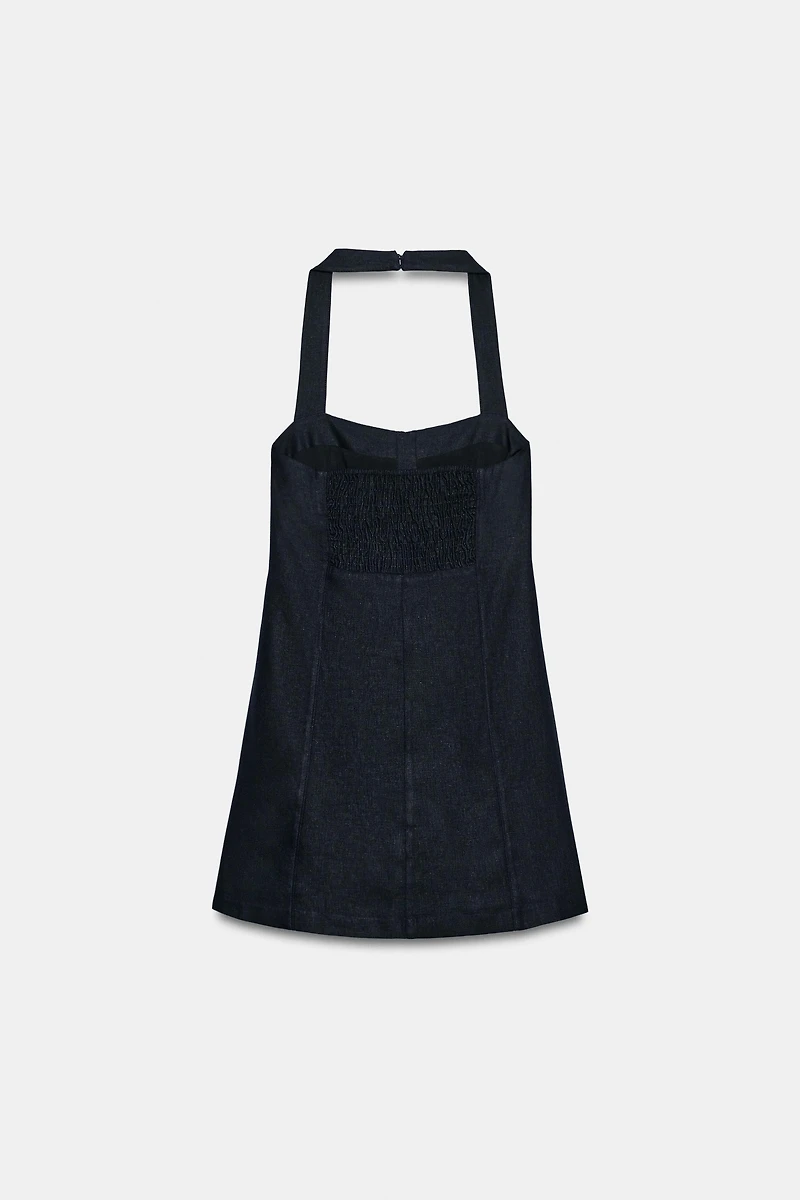 LINEN TOGGLE MINI DRESS
