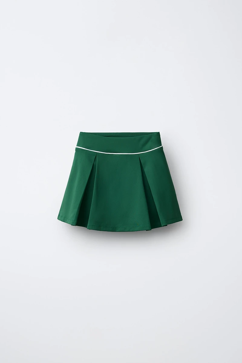 CONTRAST PIPING BOX PLEAT SKIRT