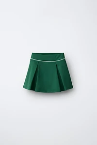 CONTRAST PIPING BOX PLEAT SKIRT