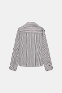 STRIPED WRAP SHIRT WITH BOW