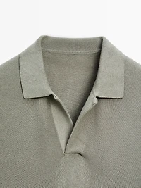 Knit V-neck polo shirt