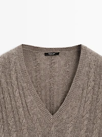 Cable-knit V-neck sweater
