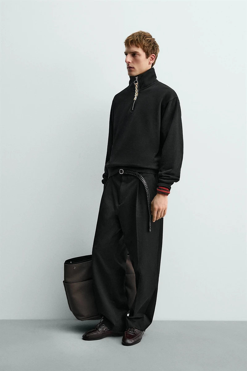 AARON LEVINE X ZARA QUARTER-ZIP SWEATSHIRT WITH TAPE DETAIL