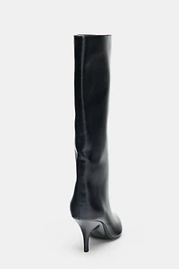 KITTEN HEEL HIGH BOOTS