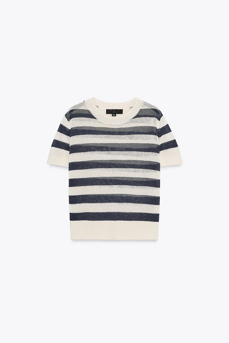 TOP RAYÉ EN MAILLE
