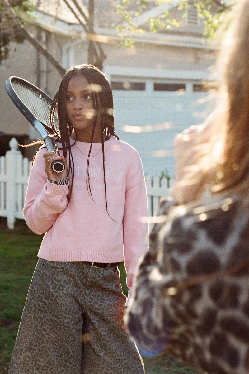 EMBROIDERED TEXT KNIT JUMPER