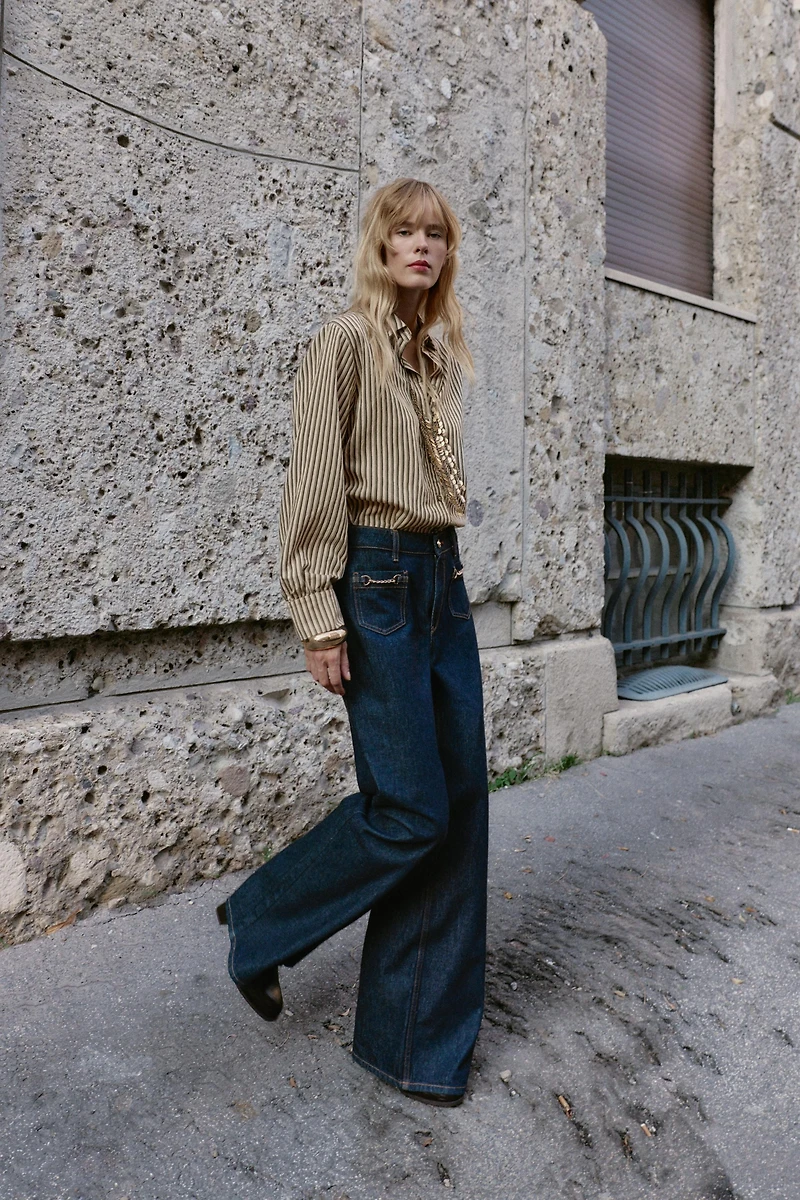 Z1975 WIDE LEG MID-RISE CHAIN JEANS