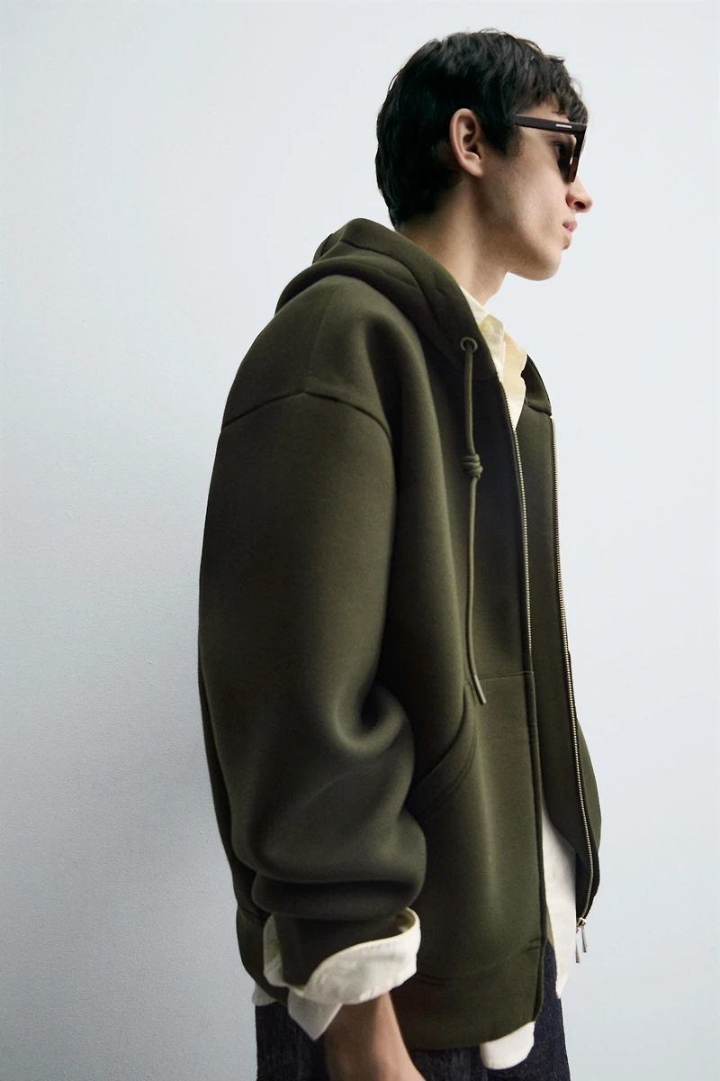 NEOPRENE EFFECT HOODIE SWEATSHIRT