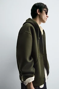 NEOPRENE EFFECT HOODIE SWEATSHIRT