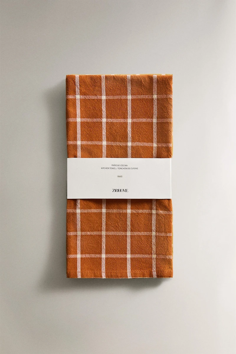 SET OF REGULAR CHECK COTTON KITCHEN TOWELS (SET OF 2)