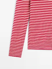 Striped long sleeve knit sweater