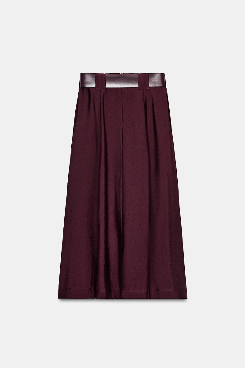 BELTED MIDI A-LINE SKIRT