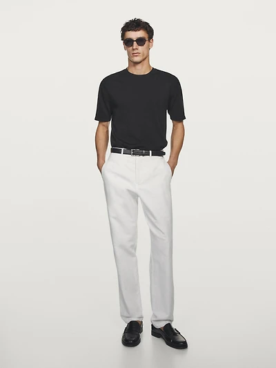 Pantalon tapered fit lin