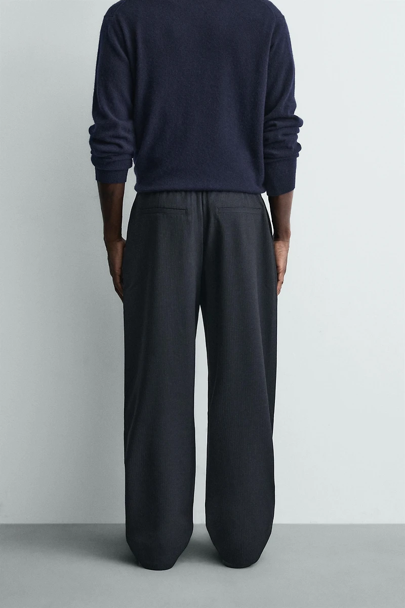RELAXED FIT PINSTRIPE PANTS