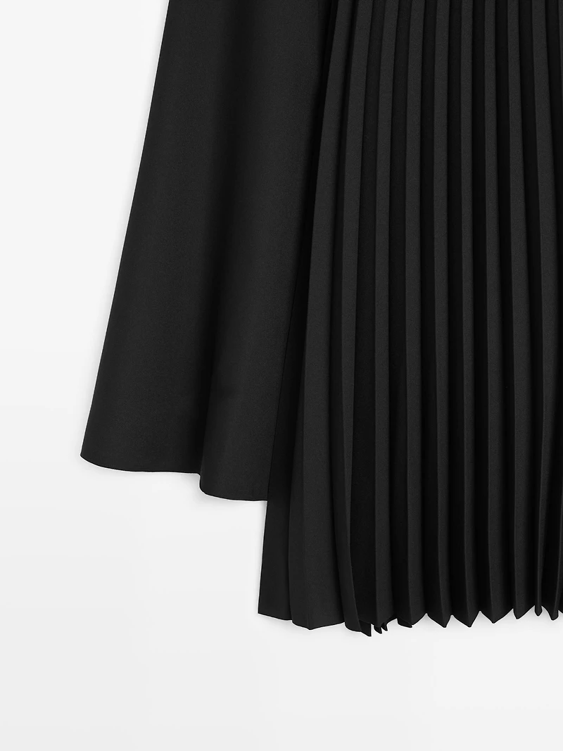 Denim midi skirt with plank detail