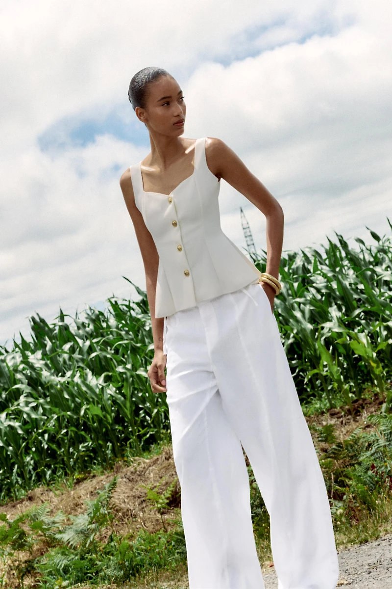 TOP GILET STRETCH PÉPLUM