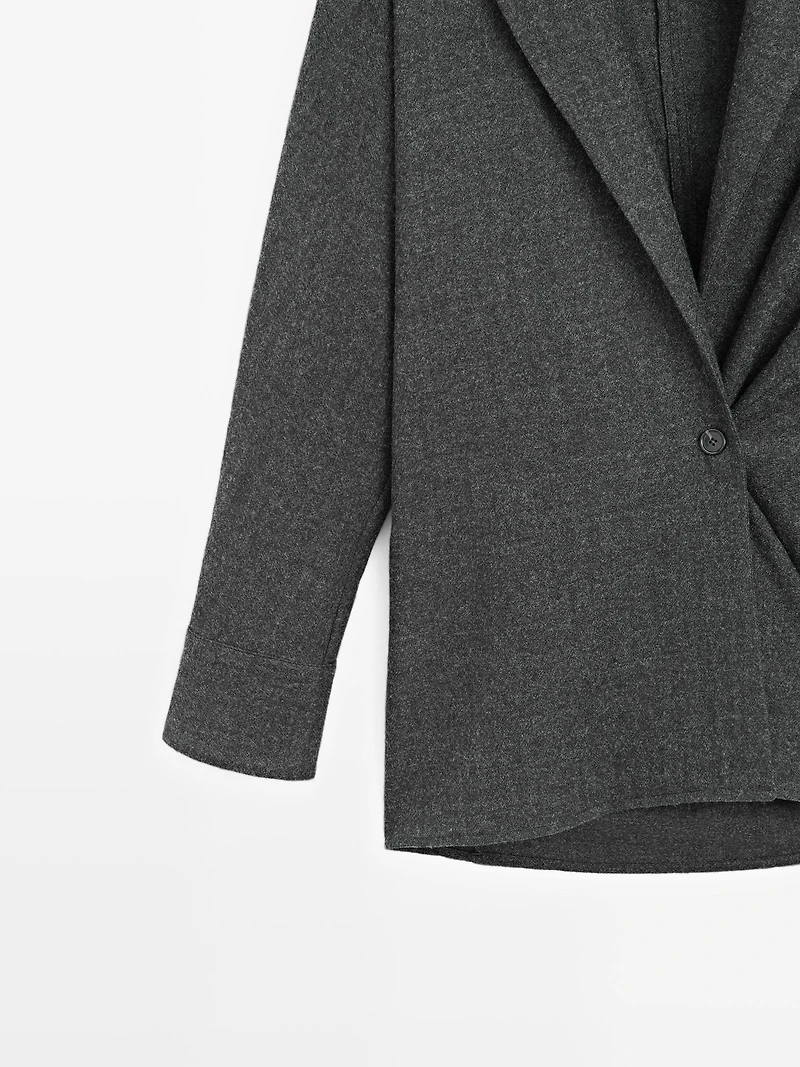 Textured 100% wool overshirt